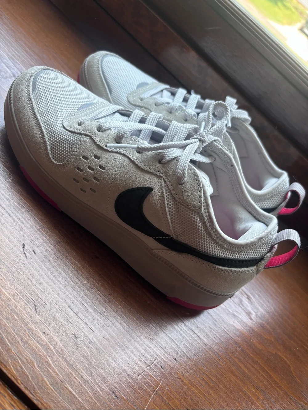 Nike Kids Light Gray and White Lace-Up Sneakers
